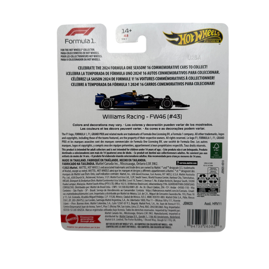 Hot Wheels Premium – Williams Racing FW46 #43 (2024 Formula 1 Series)
